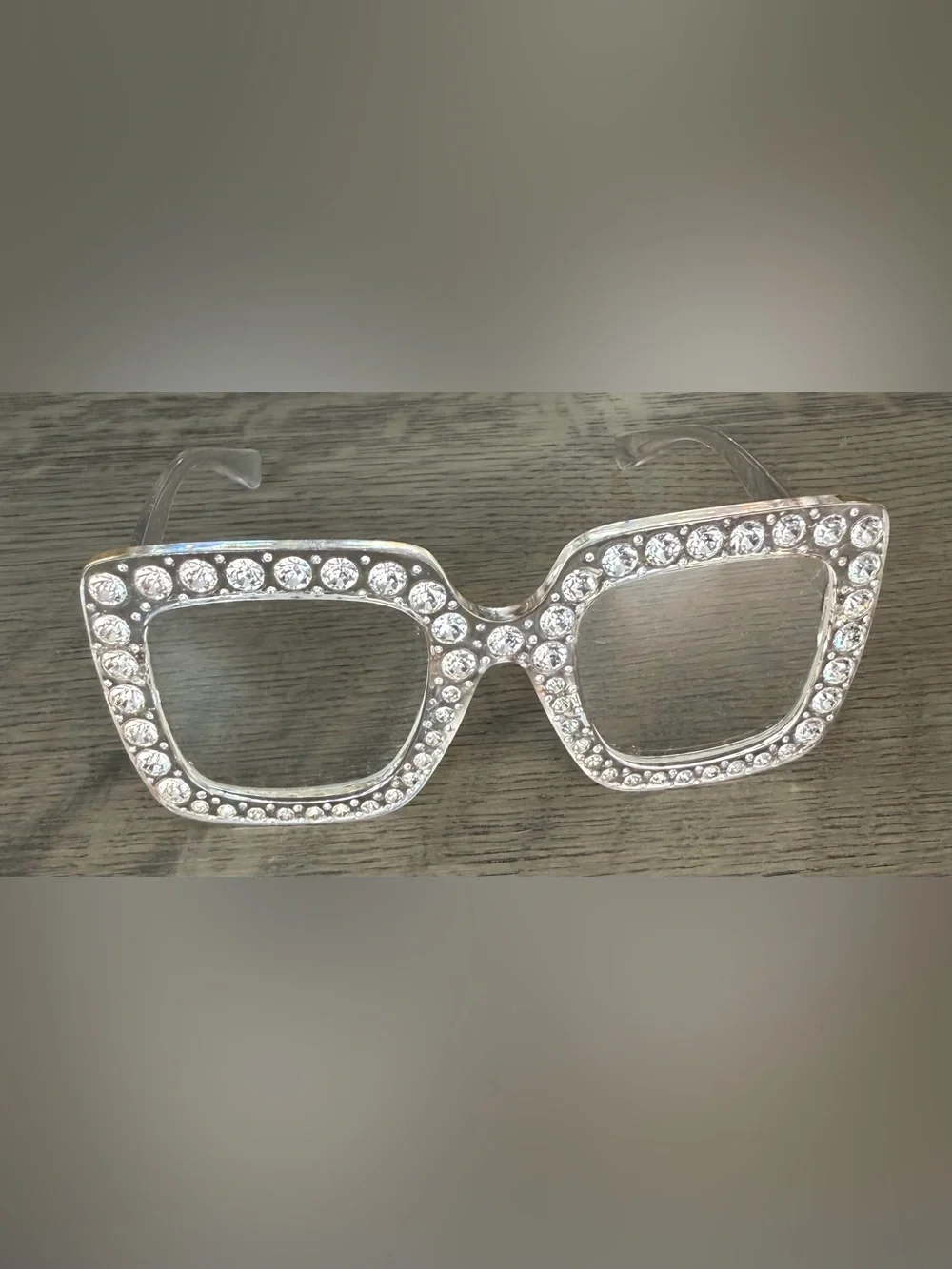 Clear Rhinestone-Embellished Fashion Glasses